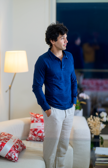 NAVY BLUE LONG SLEEVE POLO SHIRT